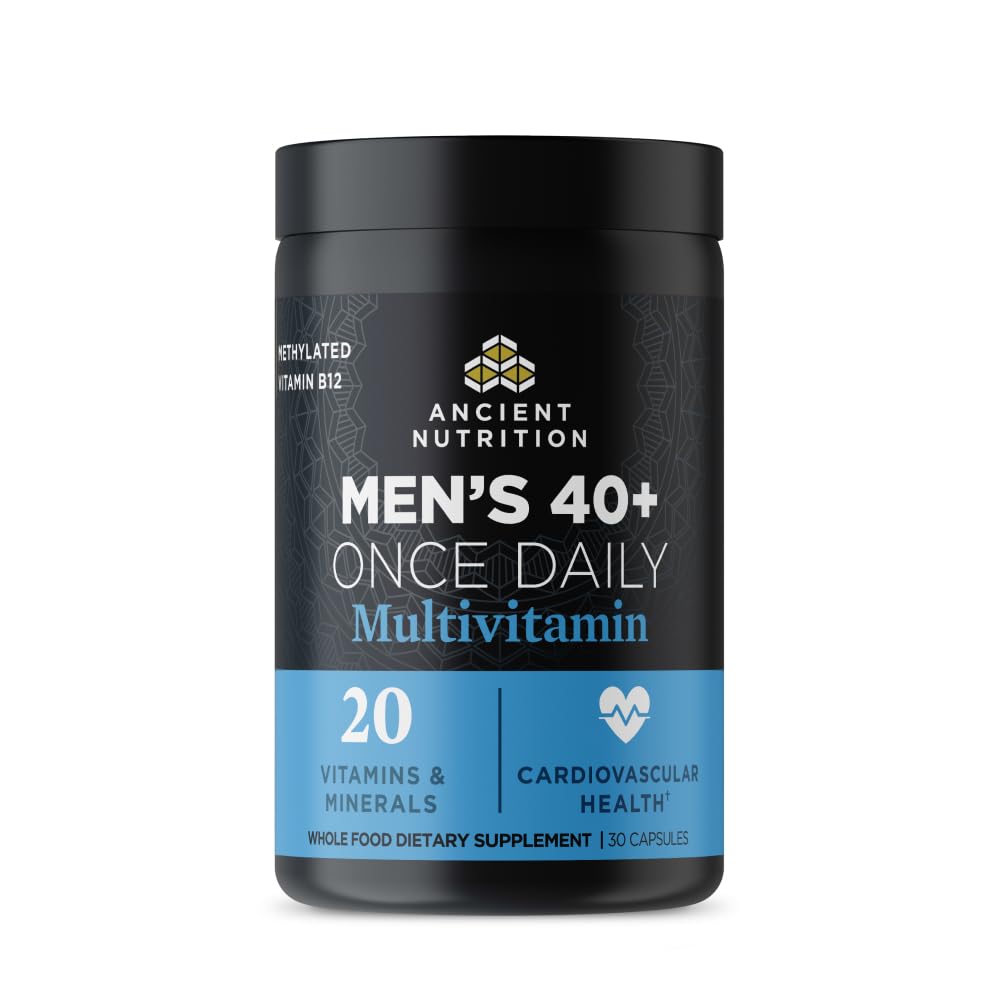 Ancient Nutrition Men 40+ bottle front for daily immune support.