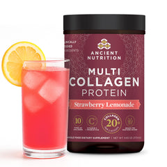Ancient Nutrition multi collagen strawberry lemonade tub for daily wellness