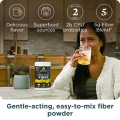 Ancient Nutrition Pineapple Mango glass with ready-to-drink fiber beverage.