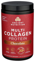 Pouring Ancient Nutrition collagen into a smoothie for a morning boost.