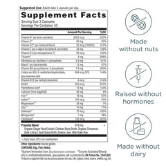 Ancient Nutrition prenatal vitamins label detail with ingredient highlights