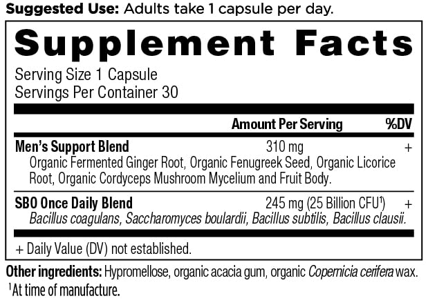 Ancient Nutrition Probiotics for Men capsules close-up highlighting capsule form.