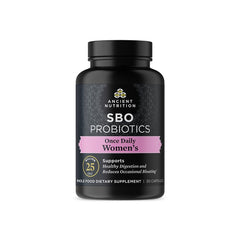 Ancient Nutrition Probiotics for Women bottle front promotes daily digestive support.
