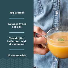 Powder scoop dissolving in hot water to create a savory broth.