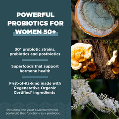Ancient Nutrition Regenerative Organic Probiotics 50+ bottle with a glass suggesting daily routine