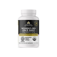 Ancient Nutrition Regenerative Organic Probiotics for Women 50+ bottle showing daily support potential