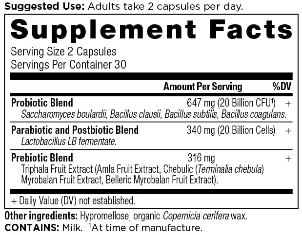 Ancient Nutrition SBO Probiotic Trinity capsules easy to swallow for daily gut balance.