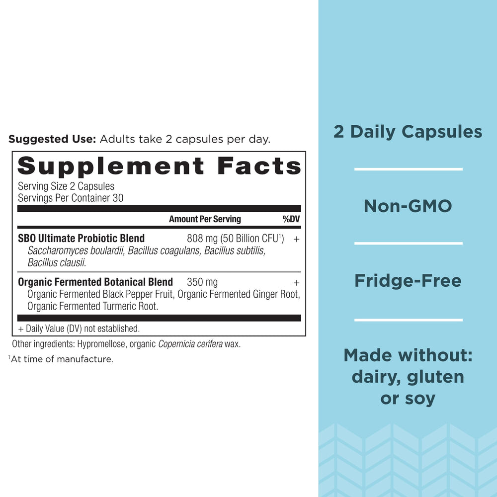 Ancient Nutrition SBO Probiotics Ultimate capsules closeup for convenient daily use