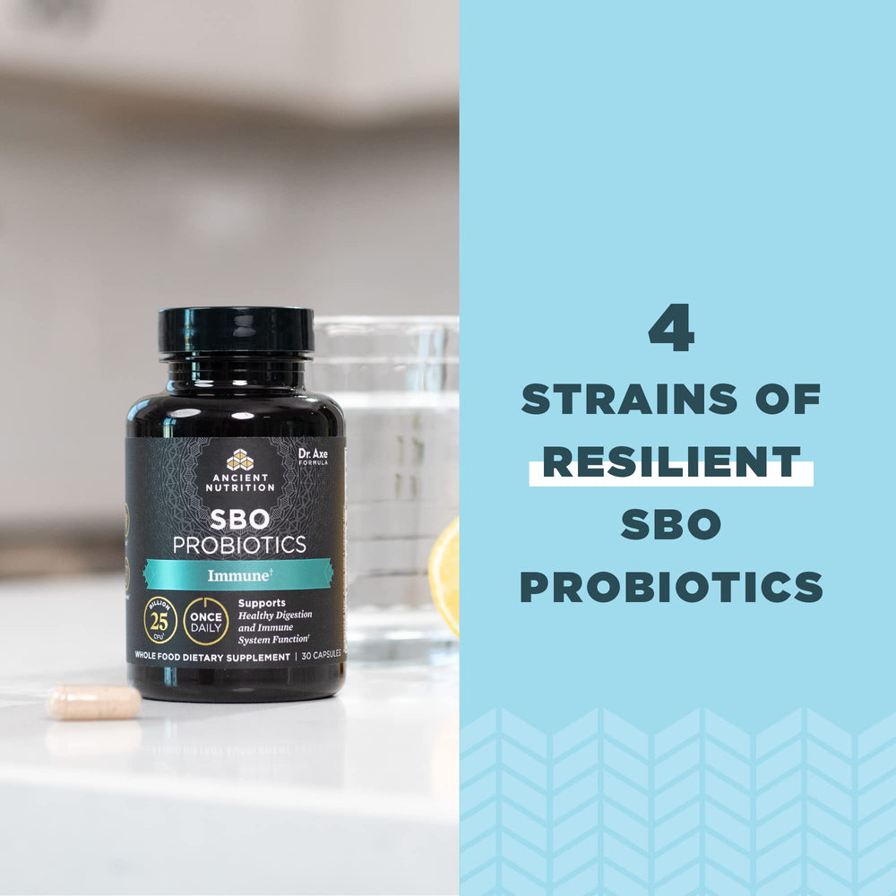 Ancient Nutrition soil-based strains highlighting resilience in daily health.