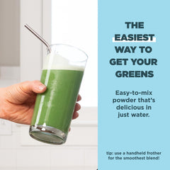 Ancient Nutrition Super Greens package on display mentions 50 servings and USA-made