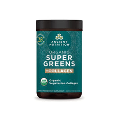 Ancient Nutrition Supergreens bottle shows organic formula for daily digestive support