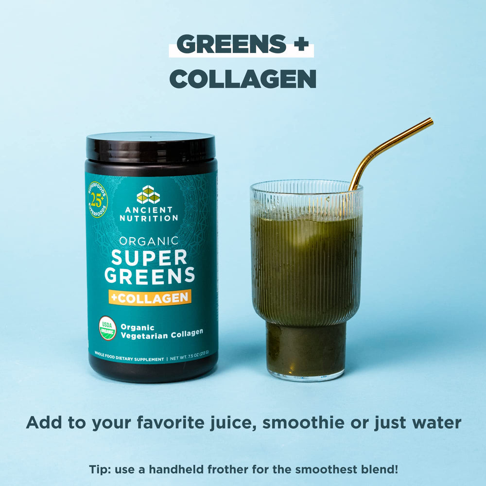 Ancient Nutrition Supergreens ingredients with probiotics for gut microflora support
