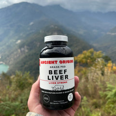 Ancient Origins bottle and capsules suggest immune support and daily wellness.