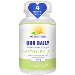 AND GIVE US TODAY OUR DAILY L-Methylfolate bottle close-up for on-the-go daily use