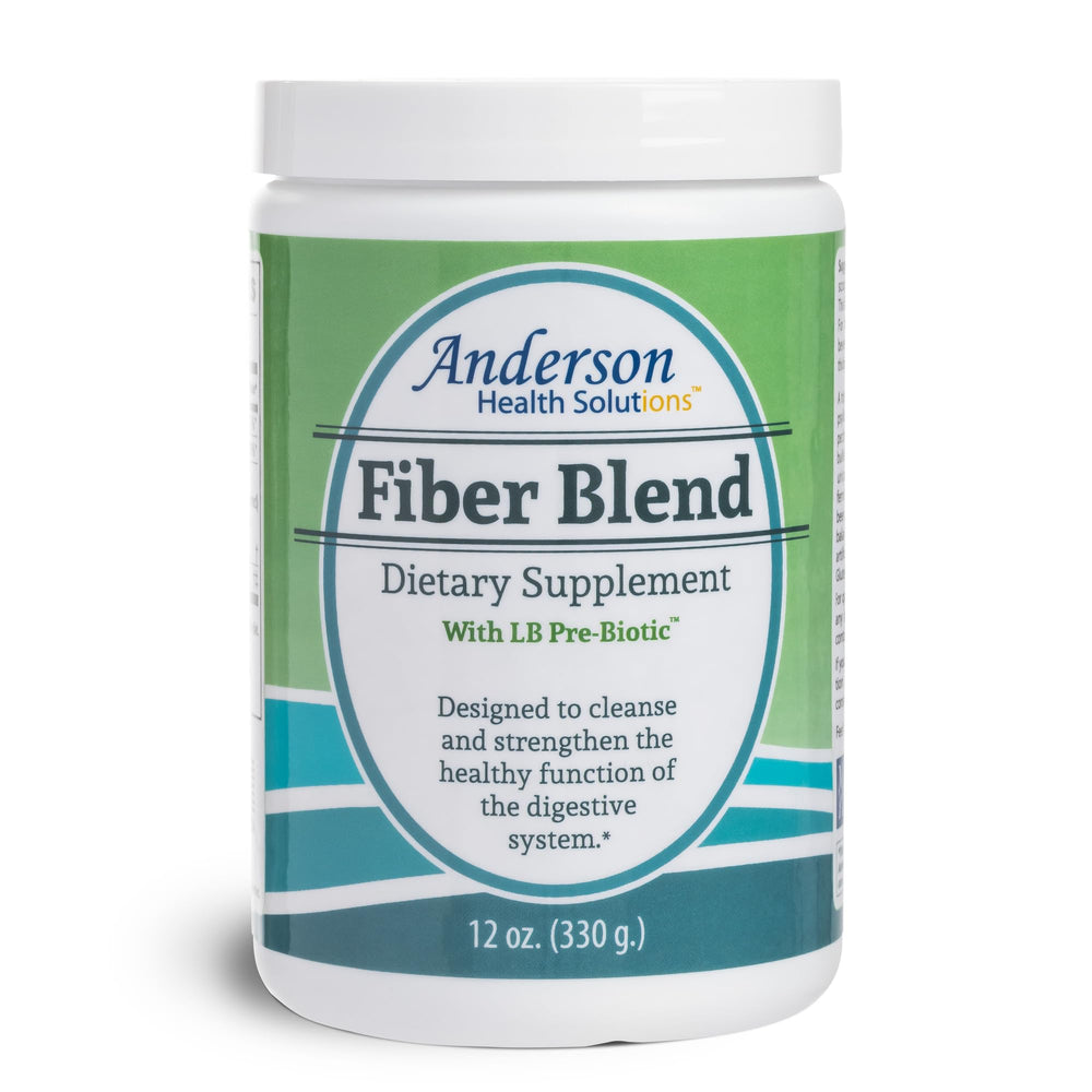 Anderson Fiber Blend bottle with LB Prebiotic, highlighting gut-friendly fiber support.