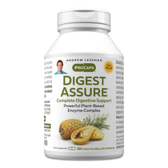 Andrew Lessman Digest Assure 360 bottle front showing vegetarian enzyme blend for digestive support