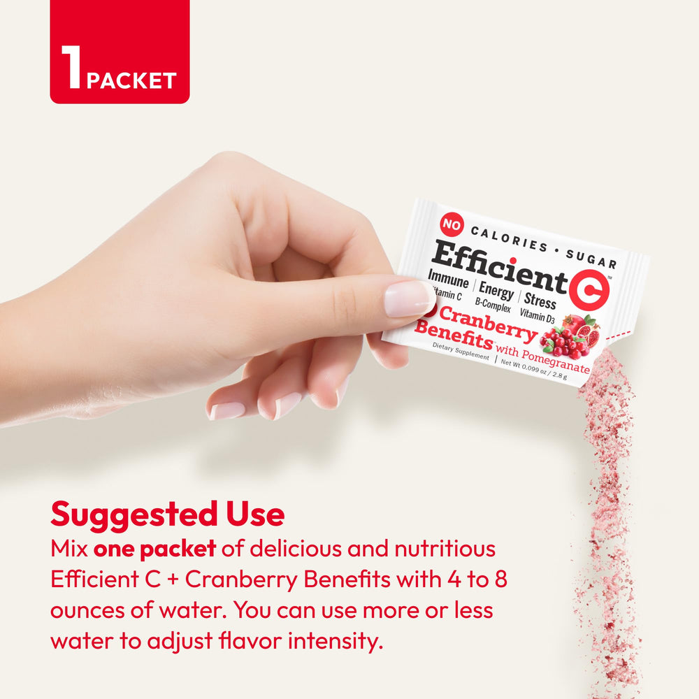 Andrew Lessman Efficient C + Cranberry packaging highlights dairy-free and gluten-free attributes