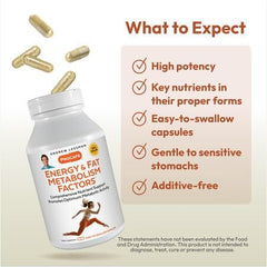Andrew Lessman Energy and Fat Metabolism Factors bottle pour with easy-to-swallow capsules.