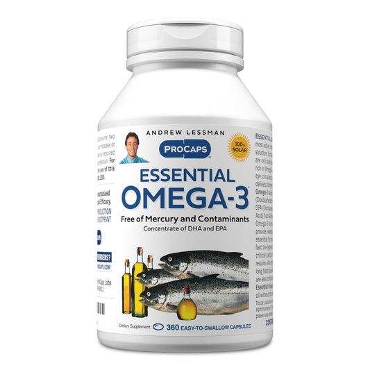 Andrew Lessman Essential Omega-3 bottle with small softgels for heart support