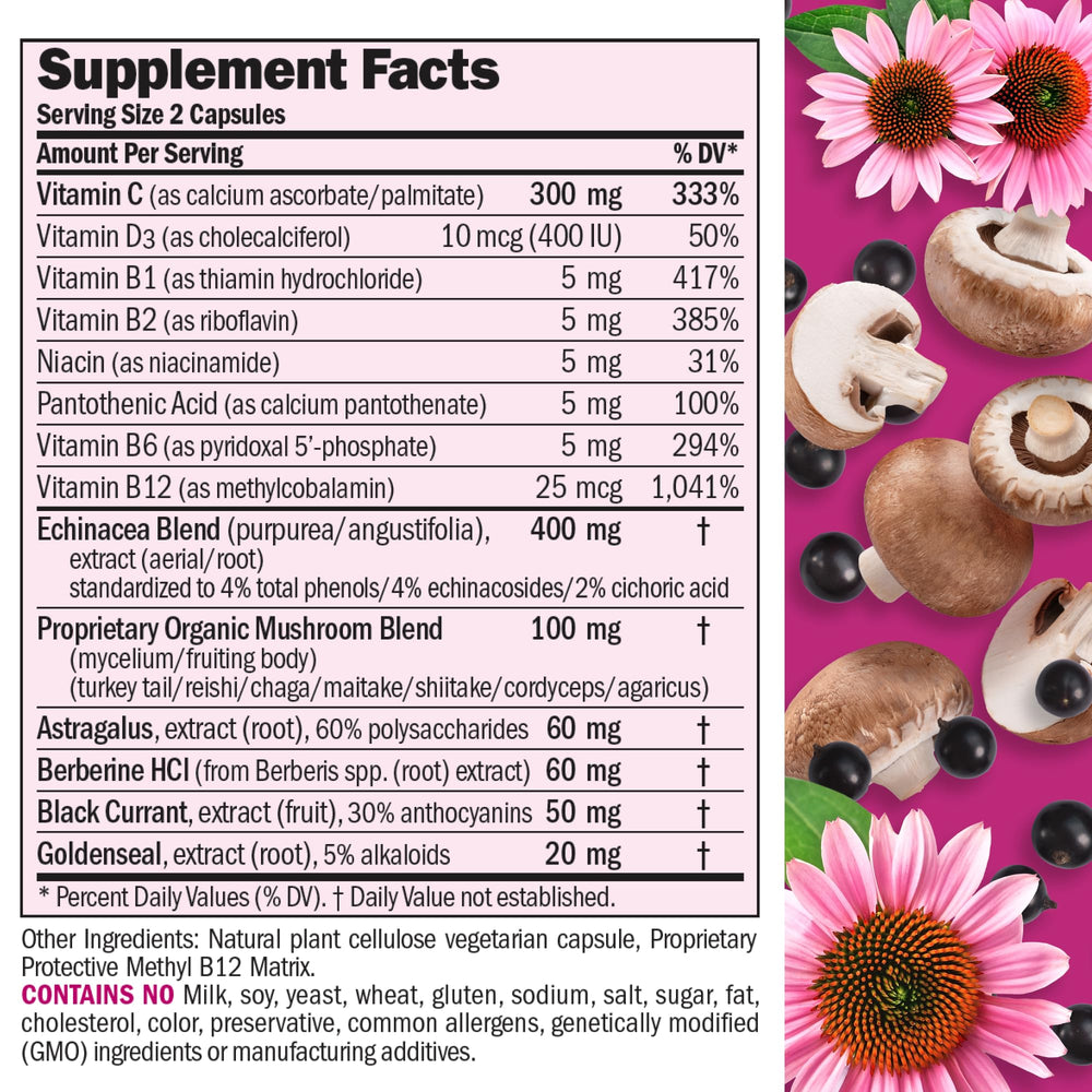 Andrew Lessman Immune Factors bottle side view showing 180 capsules for daily use.