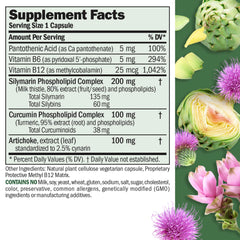 Capsules close-up showing easy-to-swallow form with high-potency milk thistle blend.