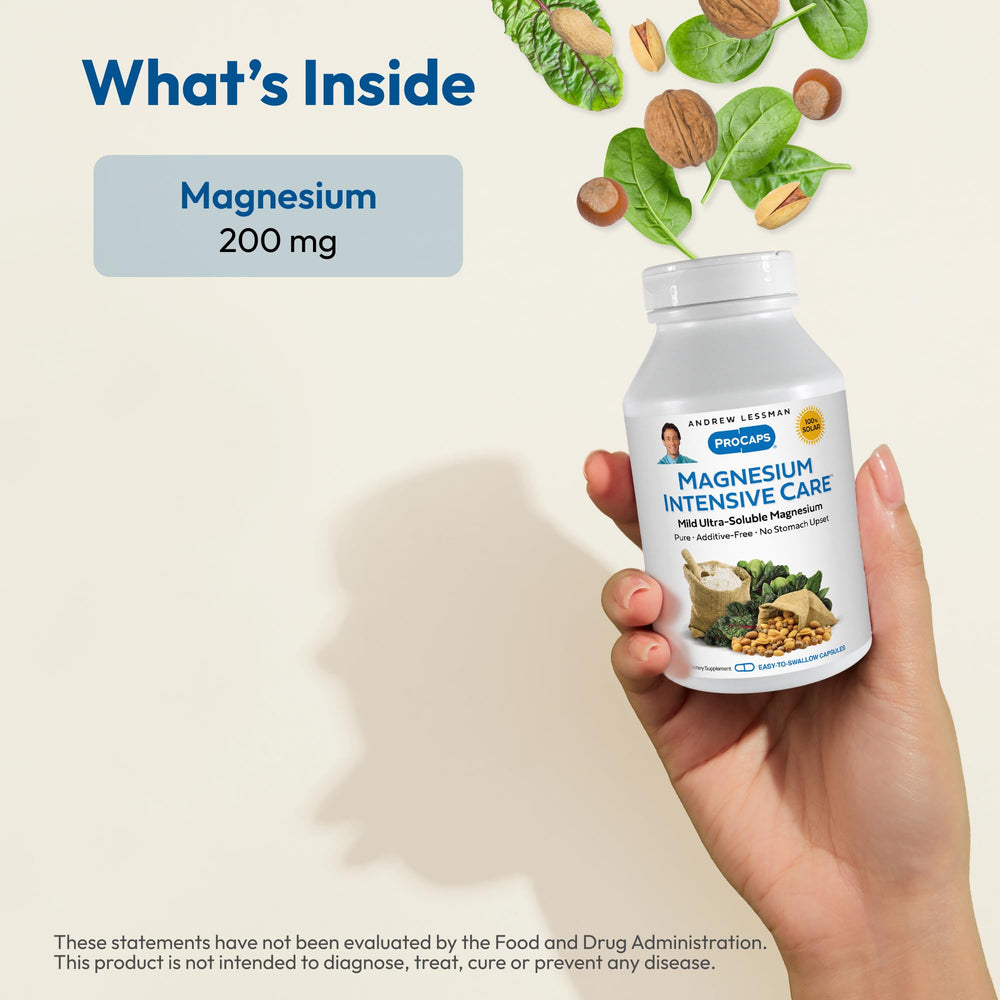 Andrew Lessman Magnesium Intensive Care bottle being poured for daily dosage