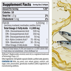 Close-up of Andrew Lessman Omega-3 capsules, small and easy to swallow for everyday use.