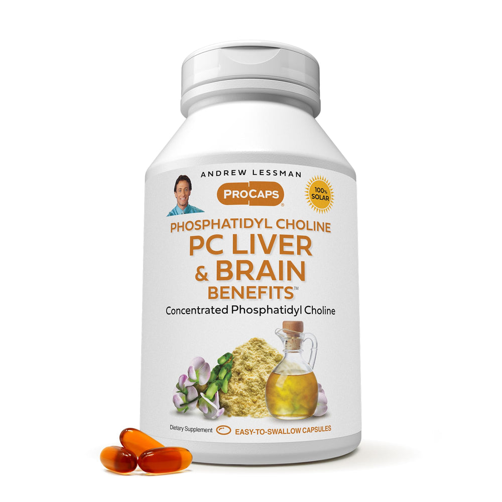 Andrew Lessman PC Liver and Brain 360 softgels bottle supports healthy brain and liver function.