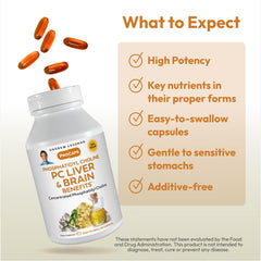 Andrew Lessman PC Liver and Brain 360 softgels ingredients panel with Ahiflower Omega-3.
