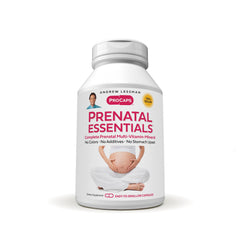 Andrew Lessman Prenatal Essentials bottle front shows additive-free, gentle prenatal support.