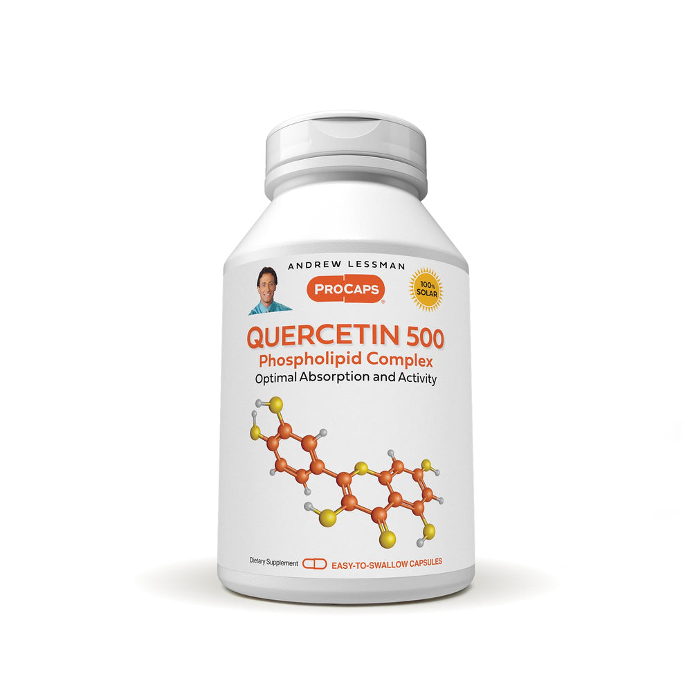 Andrew Lessman Quercetin 500mg bottle with premium packaging suggesting immune support.