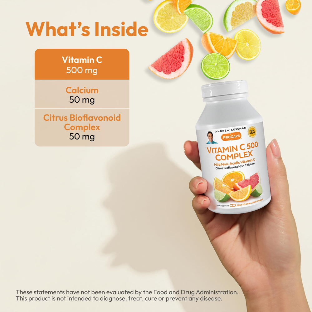 Label detail showing Citrus Bioflavonoid Complex in Andrew Lessman Vitamin C 500 Complex