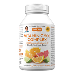 ANDREW LESSMAN Vitamin C 500 Complex bottle shows easy-dispense capsules for daily support