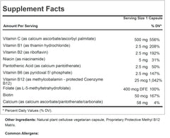 Andrew Lessman Vitamin C 500 Plus B-Complex capsules close-up showing non-acidic formula.