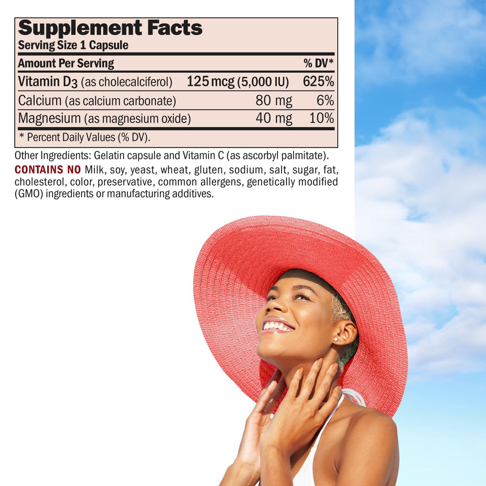 ANDREW LESSMAN Vitamin D3 5000 IU capsules inside view for quick absorption