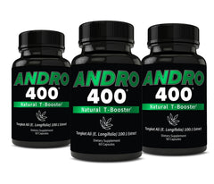 Andro400 Tongkat Ali 100:1 extract bottle with capsules for daily energy and vitality