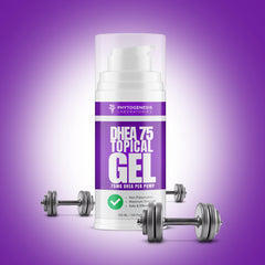 ANDROGENESIS DHEA 75 packaging close-up with emphasis on micronized gel
