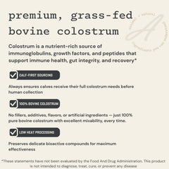 Anea Colostrum unflavored shake glass showing smooth mixing and neutral taste.