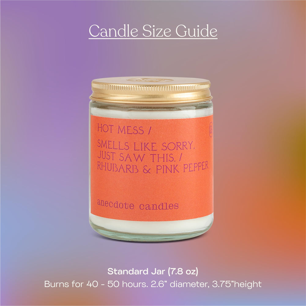 Anecdote Candles cotton wick burn detail promotes steady flame and safe use.