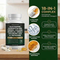 ANEFOSE Arthronaturals 18in1 ingredient list shows glucosamine and chondroitin in vegan formula