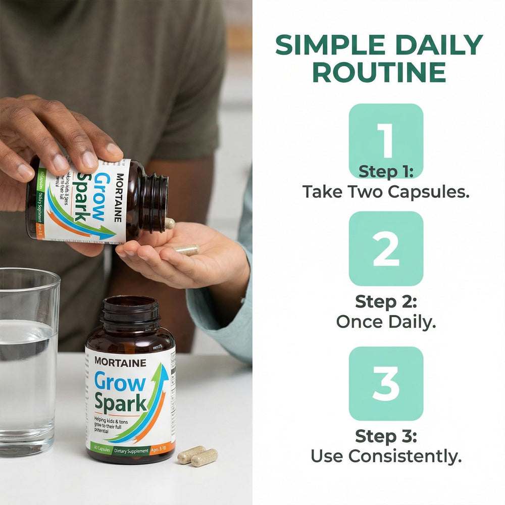ANEFOSE Mortaine Grow bottle on nightstand for daily routine