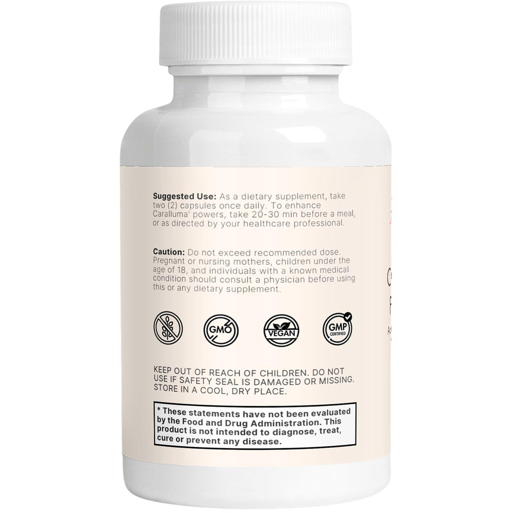 Angelic Nutrients Caralluma Fimbriata bottle with safe, gluten-free formulation.