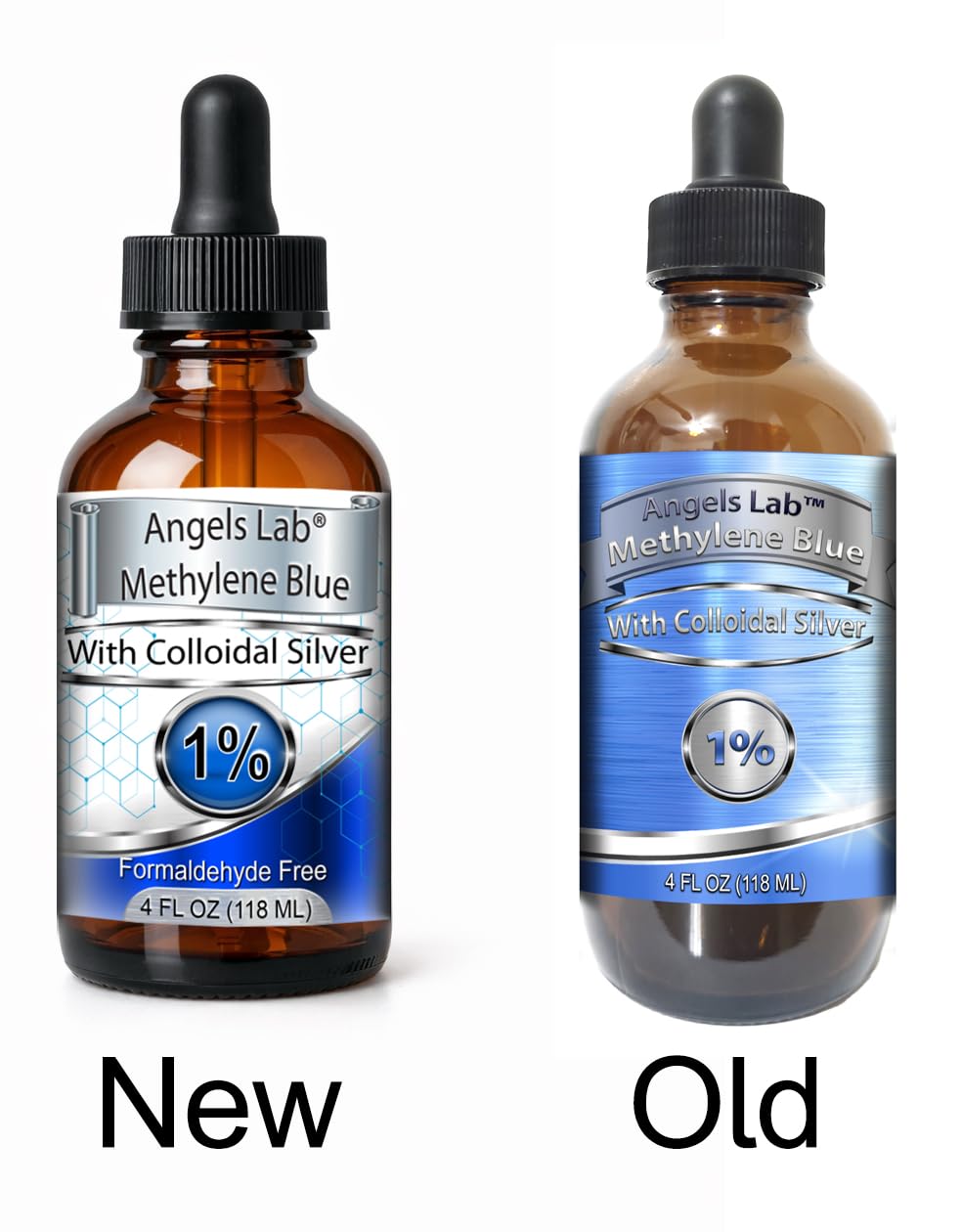 Angels Lab Methylene Blue Colloidal Silver label; signals premium quality and safe handling.