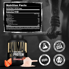 Animal 100% Whey Strawberry serving prep demonstrates versatile use in meals.