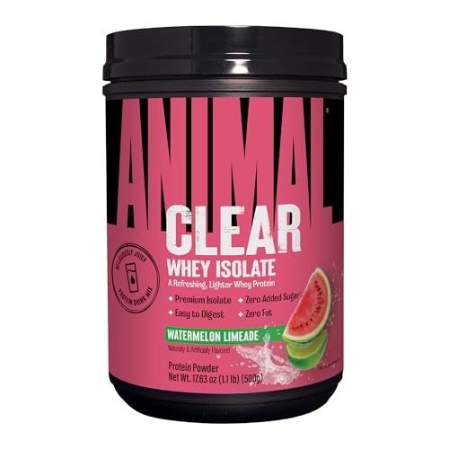 Ingredients listing highlights high-quality whey isolate and minimal additives.