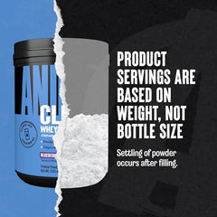 Animal Clear Whey Isolate glass with water shows easy mixing and clarity