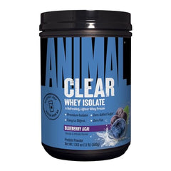 Animal Clear Whey Isolate serving scoop with nutrition panel visible