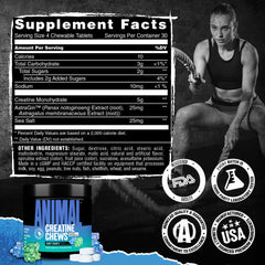 Lab-tested GMP badge indicating quality assurance for Animal Creatine Chews.