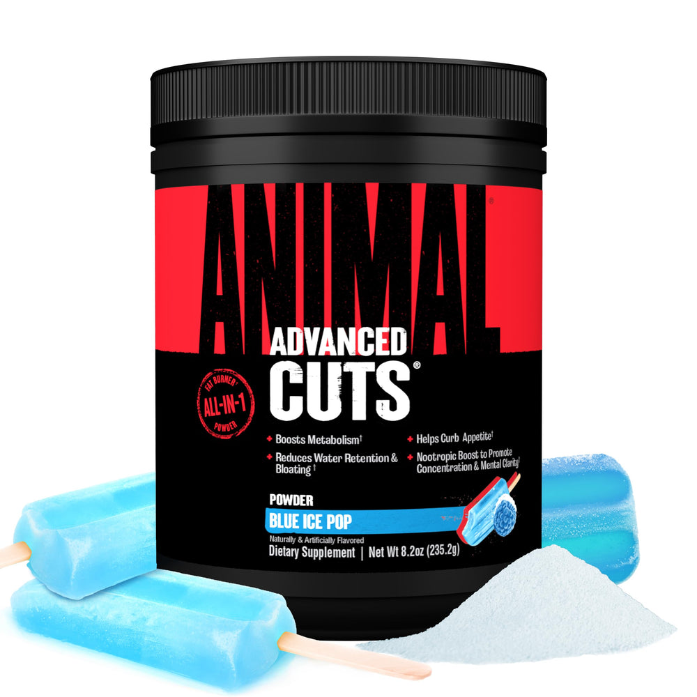 Animal Cuts bottle with Blue Ice Pop supports metabolism and sustained energy.