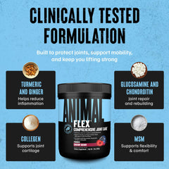 Flaxseed oil and hyaluronic acid icons featured in Animal Flex formula.